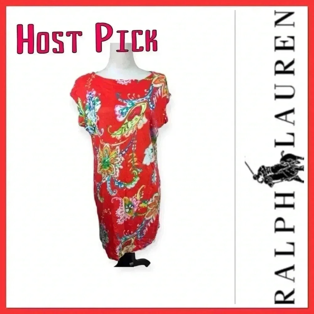 🔥Host Pick 🔥Ralph Lauren lined linen paisley print dress size petite large